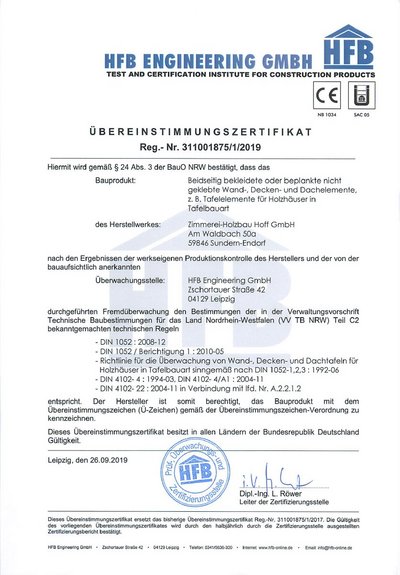 HFB Zertifikat